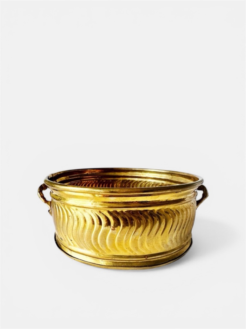 Solid Brass Planter with Copper Brad Accents – Made in India
